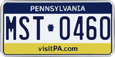 PA license plate MST0460