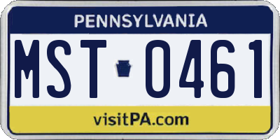PA license plate MST0461