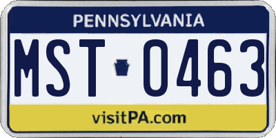 PA license plate MST0463
