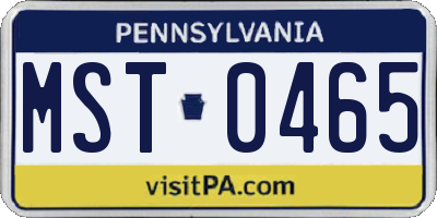 PA license plate MST0465
