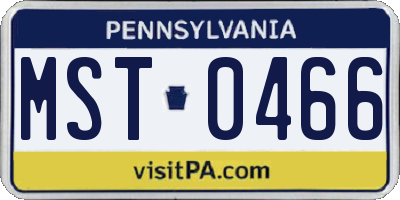 PA license plate MST0466
