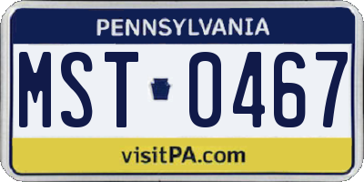 PA license plate MST0467