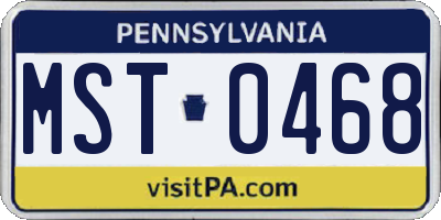 PA license plate MST0468