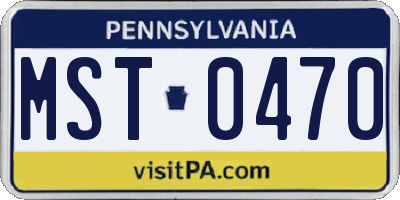 PA license plate MST0470
