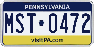 PA license plate MST0472