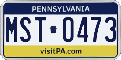 PA license plate MST0473