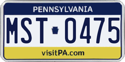 PA license plate MST0475