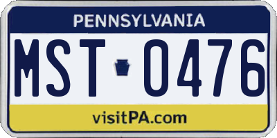PA license plate MST0476