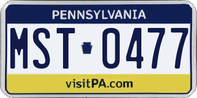 PA license plate MST0477