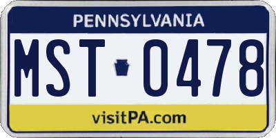 PA license plate MST0478
