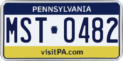 PA license plate MST0482