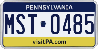 PA license plate MST0485