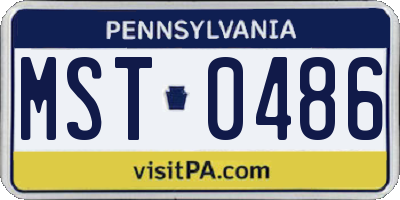 PA license plate MST0486