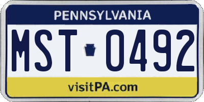PA license plate MST0492