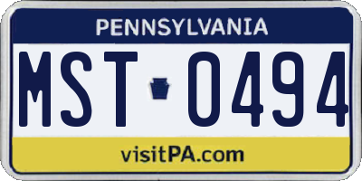 PA license plate MST0494