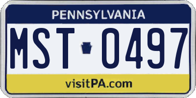 PA license plate MST0497