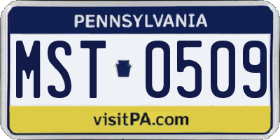 PA license plate MST0509