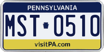 PA license plate MST0510