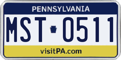 PA license plate MST0511