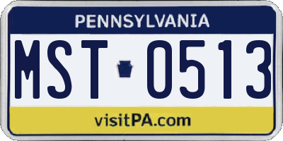 PA license plate MST0513