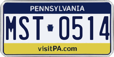 PA license plate MST0514