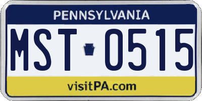 PA license plate MST0515