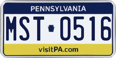PA license plate MST0516