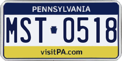 PA license plate MST0518