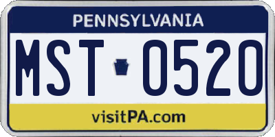 PA license plate MST0520