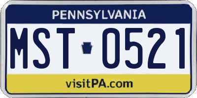 PA license plate MST0521