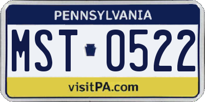 PA license plate MST0522