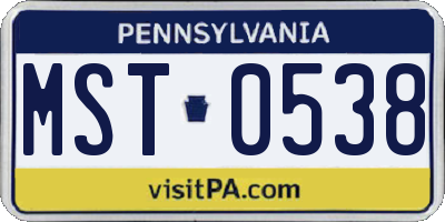 PA license plate MST0538