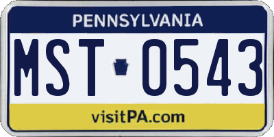 PA license plate MST0543