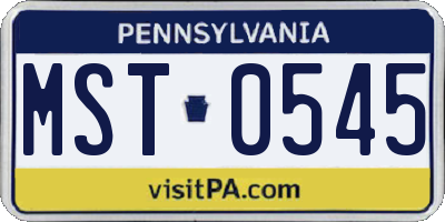 PA license plate MST0545