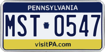 PA license plate MST0547