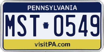 PA license plate MST0549