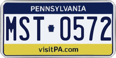 PA license plate MST0572