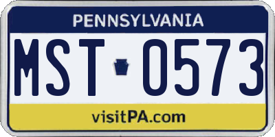 PA license plate MST0573