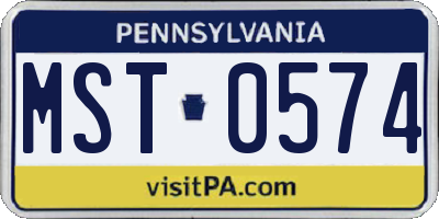 PA license plate MST0574