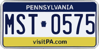 PA license plate MST0575
