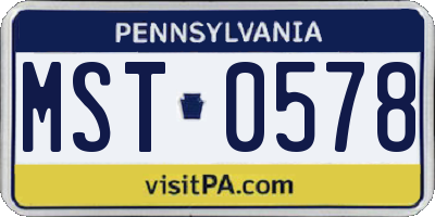 PA license plate MST0578