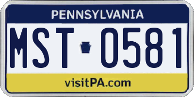 PA license plate MST0581