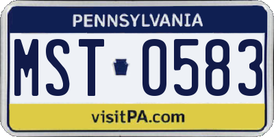PA license plate MST0583