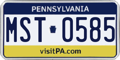 PA license plate MST0585