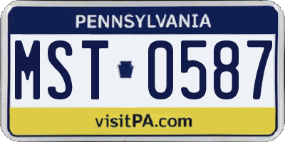 PA license plate MST0587