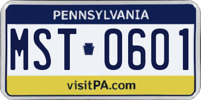 PA license plate MST0601