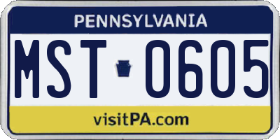 PA license plate MST0605