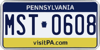 PA license plate MST0608