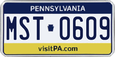 PA license plate MST0609