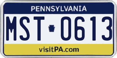 PA license plate MST0613